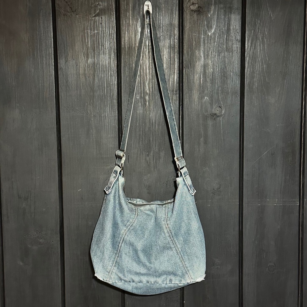 Gap Vintage 2002 Denim Hobo Slouchy Shoulder Bag Y2K Blue Medium Wash Cotton